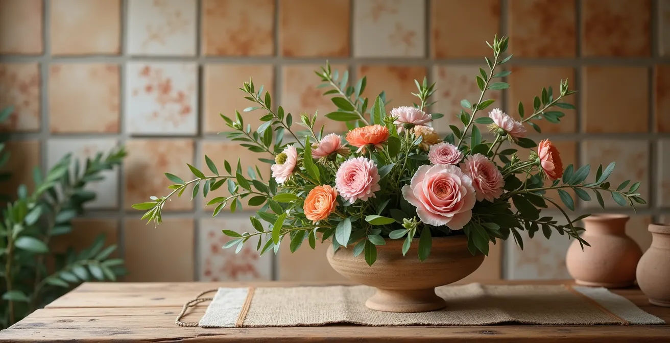 Arreglo floral sostenible usando técnica kenzan sin espuma plástica