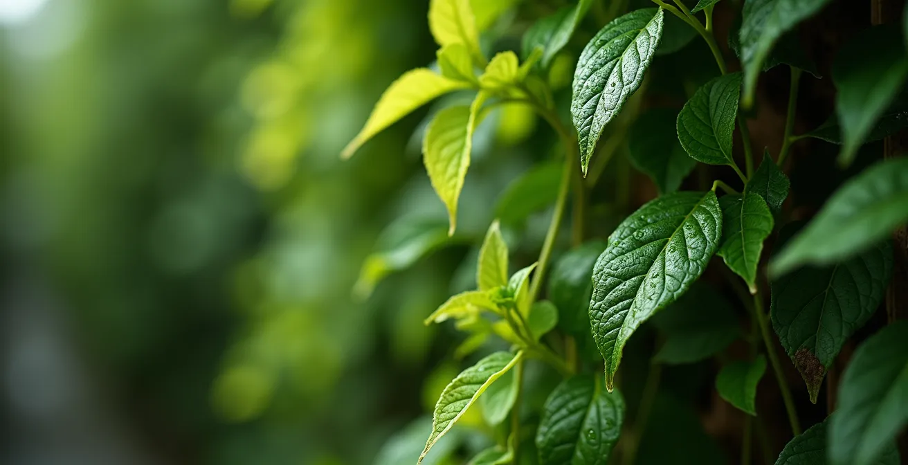 Muro verde vertical con plantas densas en oficina doméstica española
