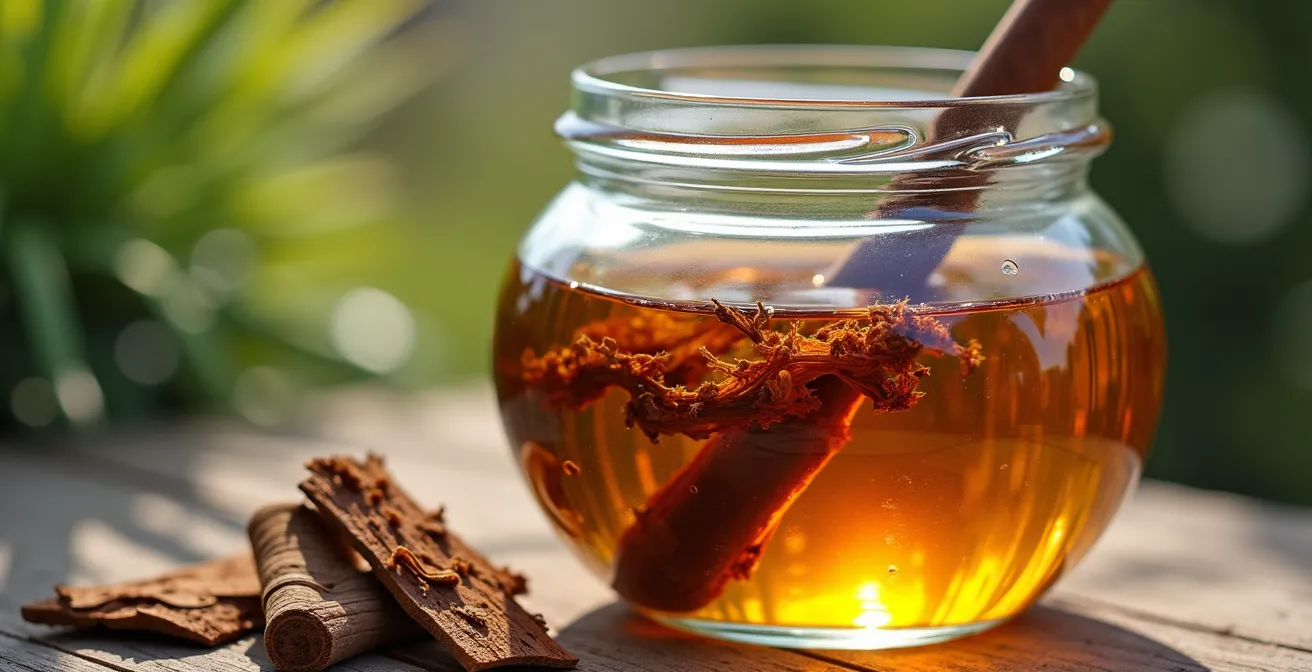 Preparación artesanal de agua de sauce como enraizante natural en un jardín tradicional español