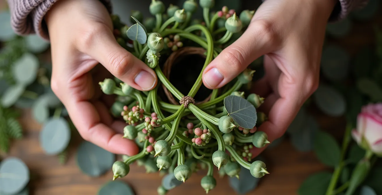 Demostración de la técnica de espiral para crear volumen profesional en arreglos florales