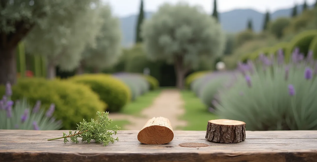 Comparación visual de esquejes herbáceos, semileñosos y leñosos en un entorno de jardín español